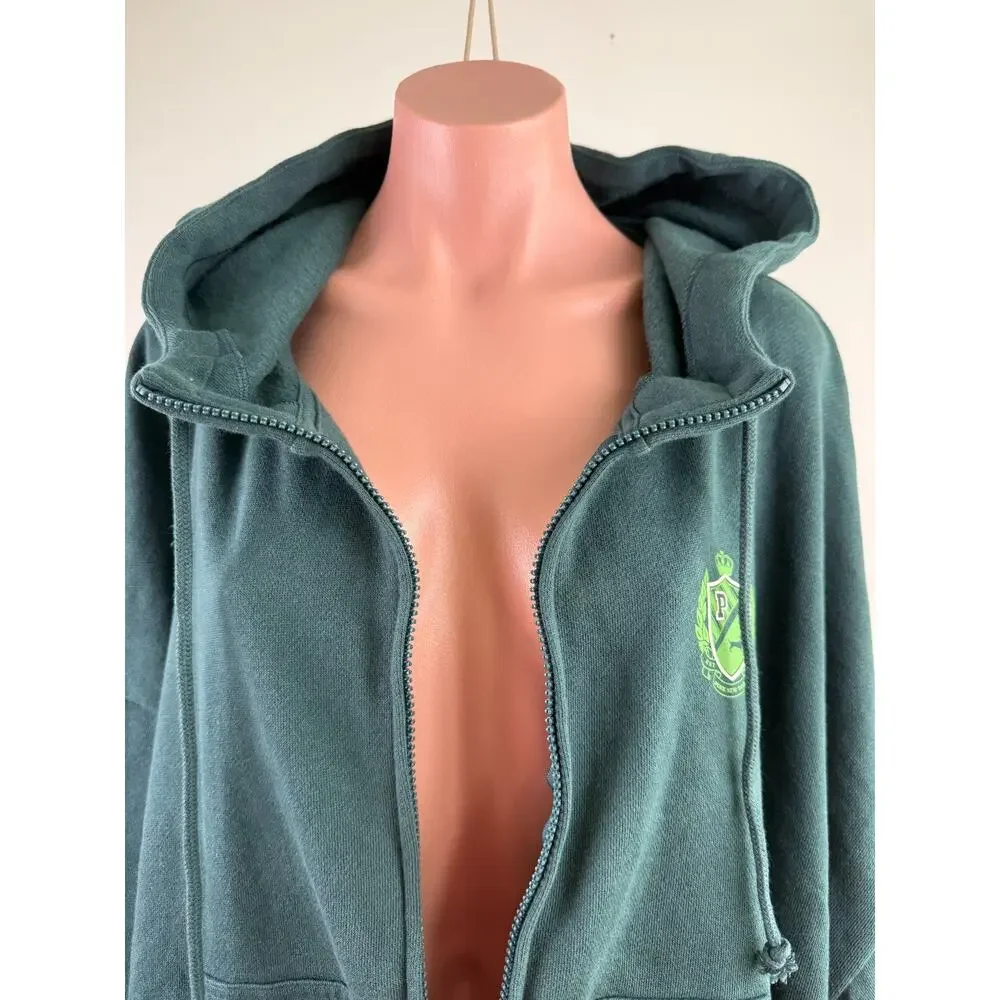 Victoria's Secret PINK Long Sleeve Full Zip Fleece Green Sweatshirt  Size XXL - Picture 6 of 11